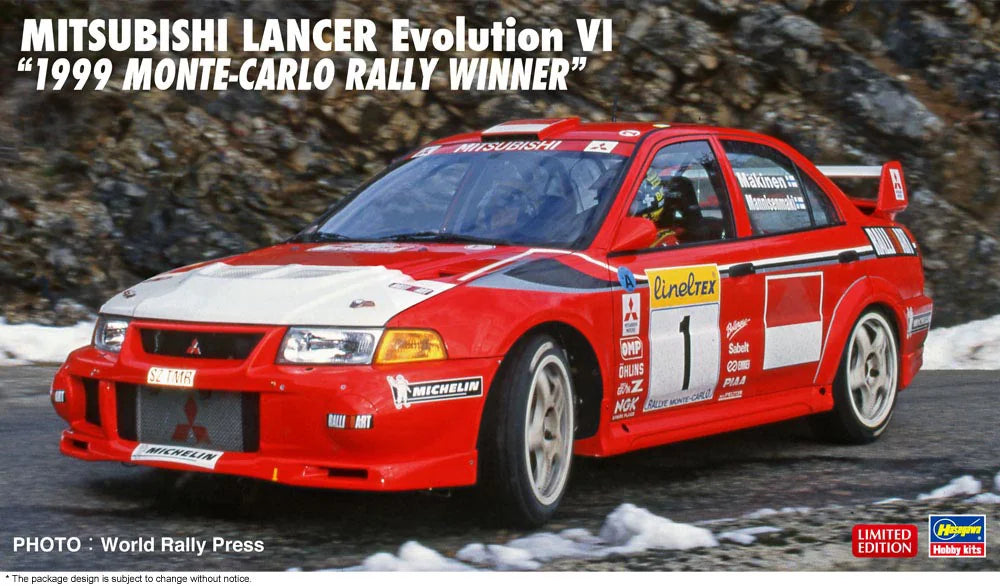 Hasegawa 1/24 Mitsubishi Lancer Evolution VI 1999 Monte-Carlo Rally Winner Model Kit