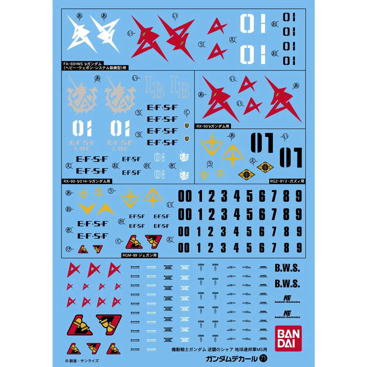 Gundam Decal No. 71 1/144 Scale Char's Counterattack Earth Federation Version