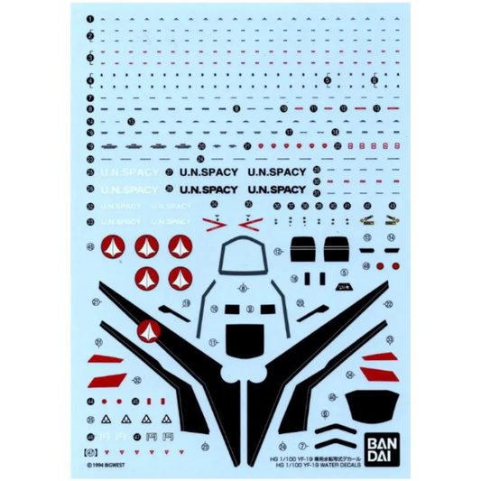 HG 1/100 YF-19 Water-Slide Decals (Box of 6)