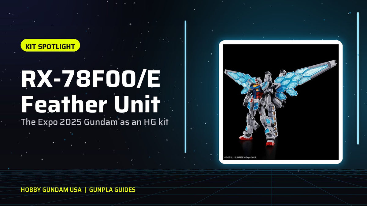 HG RX-78F00/E Gundam with Feather Unit kit on a neon stage