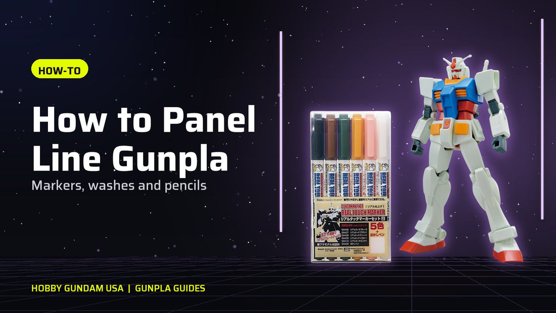 Gundam Marker Real Touch set next to an Entry Grade RX-78-2 Gundam