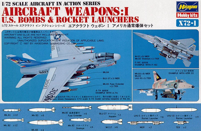 Hasegawa 1:72 U.S. Aircraft Weapons I Plastic Model Kit