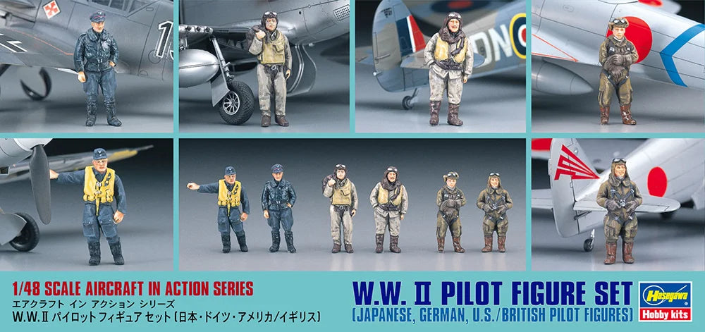 Hasegawa 1:48 WWII Pilot Figure Set Plastic Model Kit