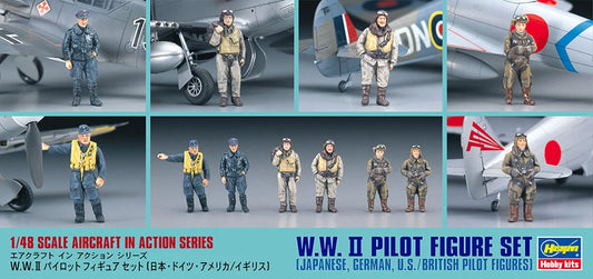 Hasegawa 1:48 WWII Pilot Figure Set Plastic Model Kit