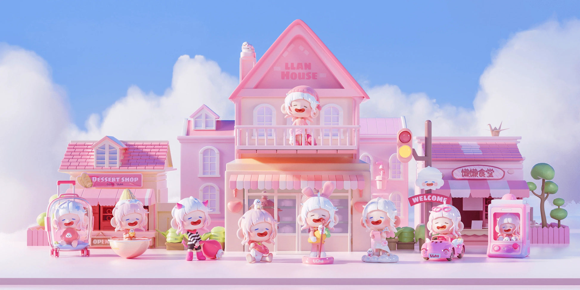 Shenzhen Mabell Lazy Pink Dreamland Painted PVC Figure