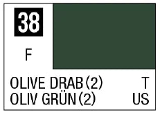 Mr. Color 38 - Olive Drab 2 (Flat/Tank) (Box of 6)