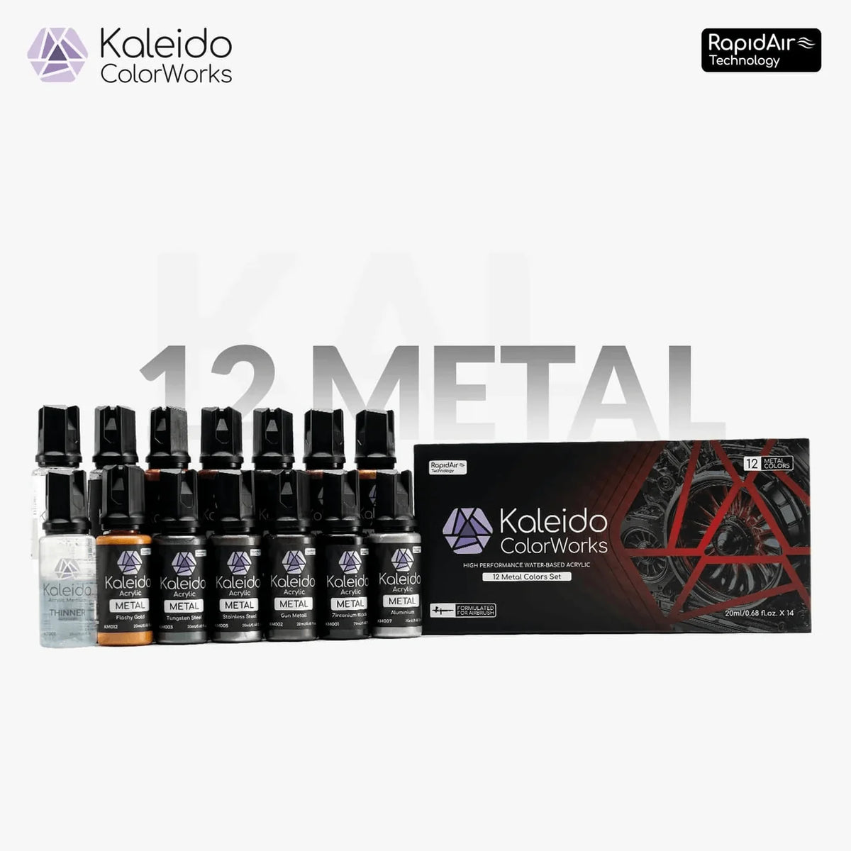 Gaahleri Paint Sets Kaleido Colorworks 12 Metal Colors Acrylic Set