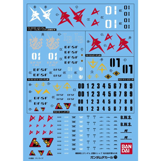 Gundam Decal No. 71 1/144 Scale Char's Counterattack Earth Federation Version