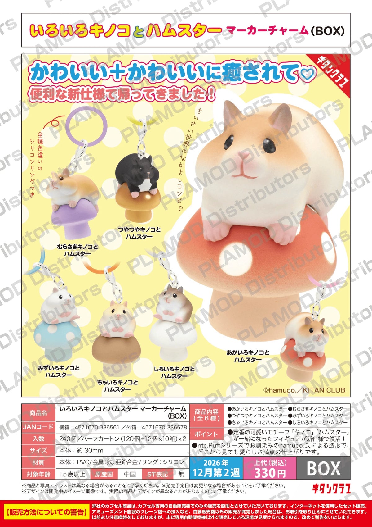 Various Mushrooms and Hamsters Marker Charm (BOX) (Box of 12)