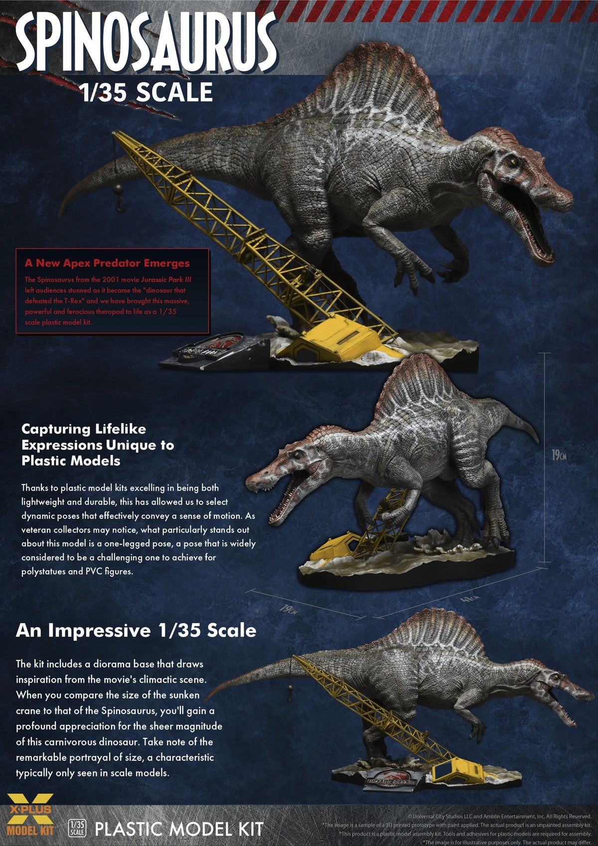 1/35 Scale Jurassic Park III Spinosaurus Plastic Model Kit