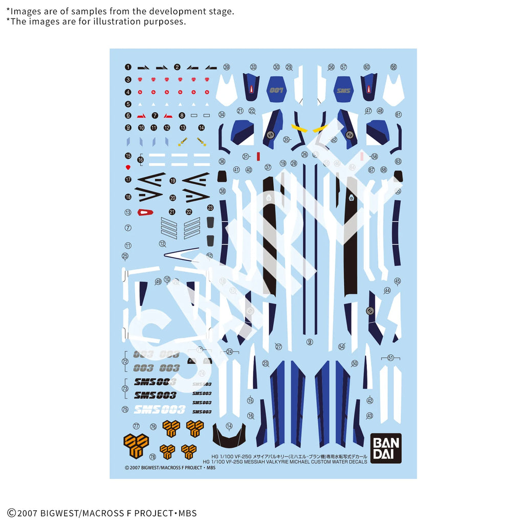 BANDAI HOBBY HG 1/100 VF-25G Messiah Valkyrie Michael Custom Water Decals