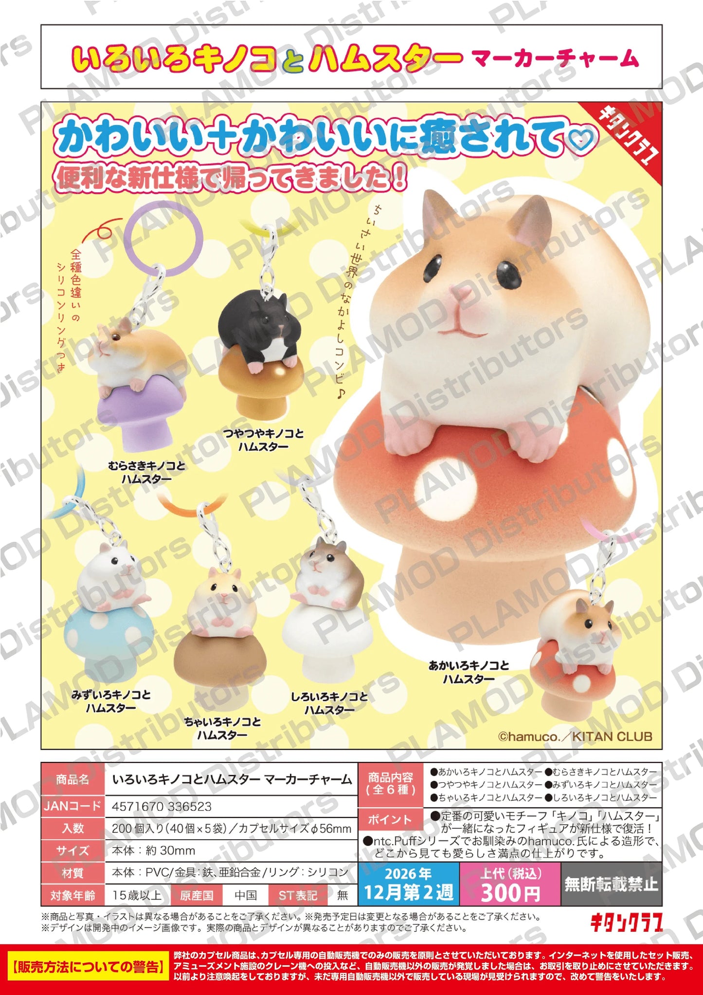 Various mushrooms and hamsters Marker Charm (Box of 40)