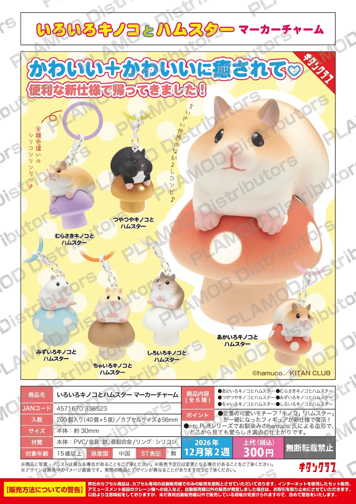 Various mushrooms and hamsters Marker Charm (Box of 40)