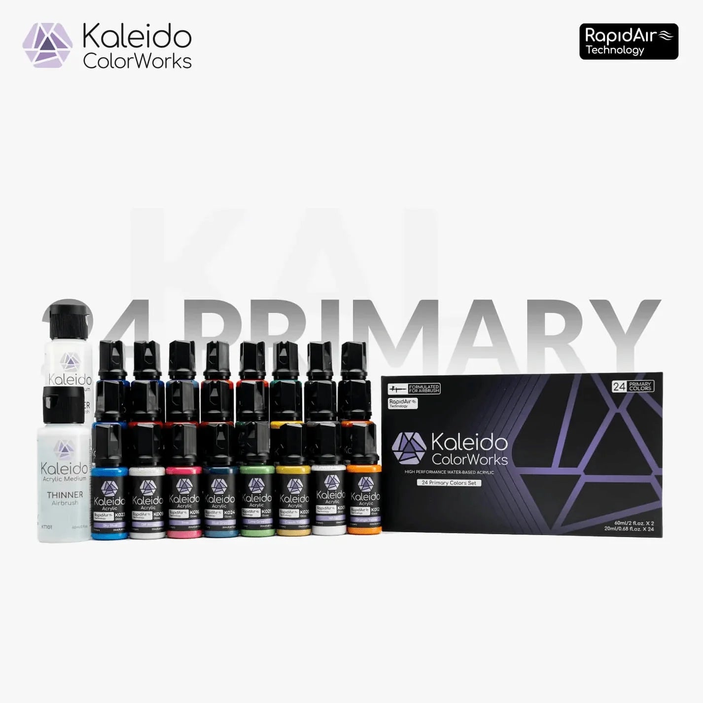 Gaahleri 24 Color Primary Paint Set with Thinner and Cleaner