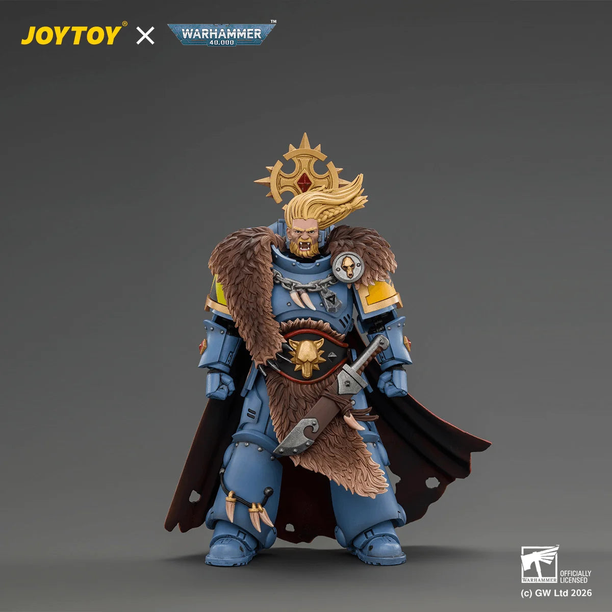 Space Wolves Wolf Guard Battle Leader with Master-crafted Power Weapon, Storm Shield, Thunder Hammer,Master-crafted Heavy Bolt Pistol, and Plasma Pistol