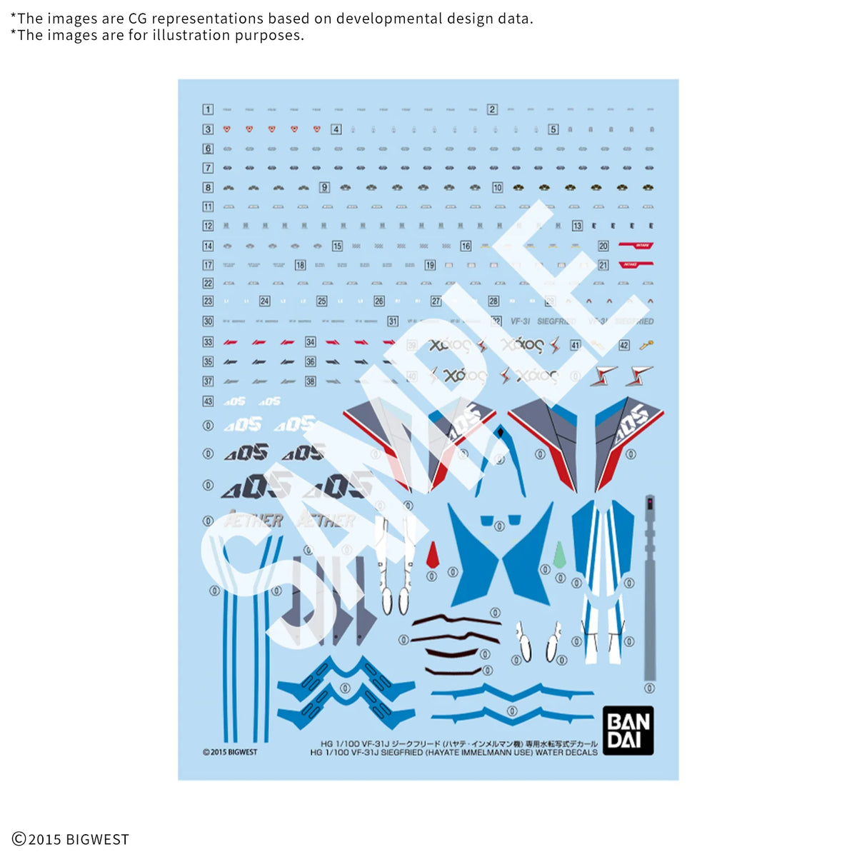 HG 1/100 VF-31J SIEGFRIED (HAYATE IMMELMANN USE) WATER DECALS