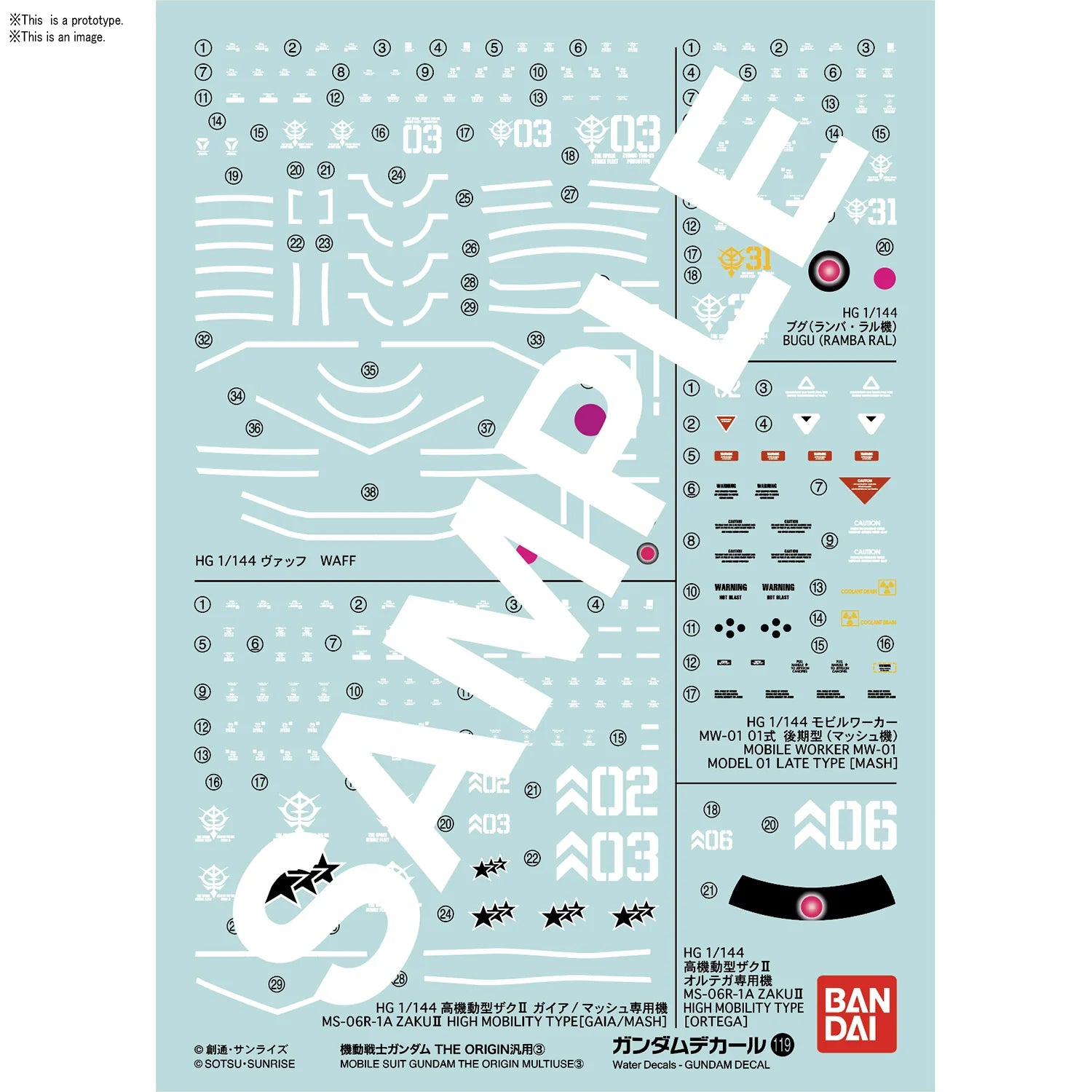 Gundam Decal 119 Mobile Suit Gundam: The Origin Multiuse 3