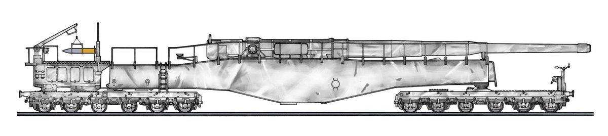 1/72 GERMAN RAILWAY GUN K5(E) LEOPOLD "WINTER CAMOUFLAGE" w/FIGURE