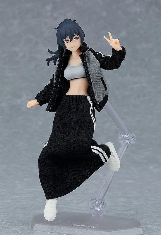 Max Factory figma Makoto Female Body Action Figure with Tracksuit and Skirt Outfit