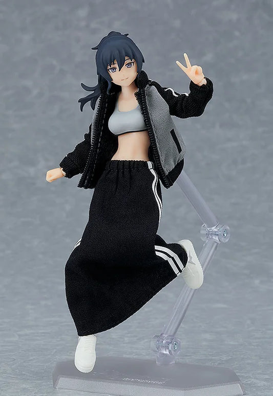 Max Factory figma Makoto Female Body Action Figure with Tracksuit and Skirt Outfit