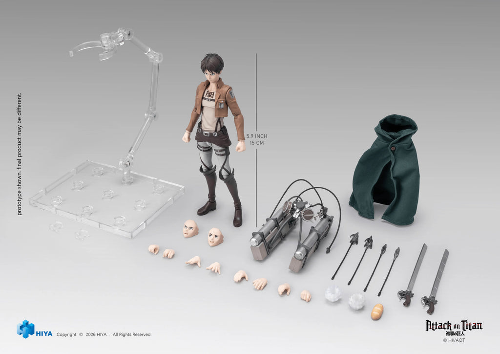 HIYA Exquisite Basic Series 1/12 5.9 Inch Attack on Titan 1-3 Eren Yeager Action Figure