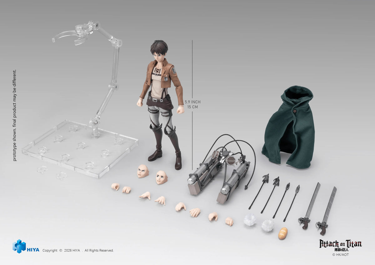 HIYA Exquisite Basic Series 1/12 5.9 Inch Attack on Titan 1-3 Eren Yeager Action Figure