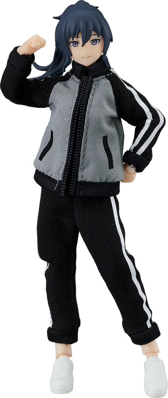 Max Factory figma Makoto Female Body Action Figure with Tracksuit and Skirt Outfit