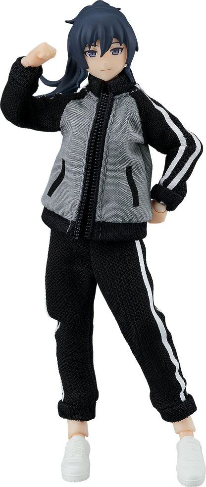 Max Factory figma Makoto Female Body Action Figure with Tracksuit and Skirt Outfit