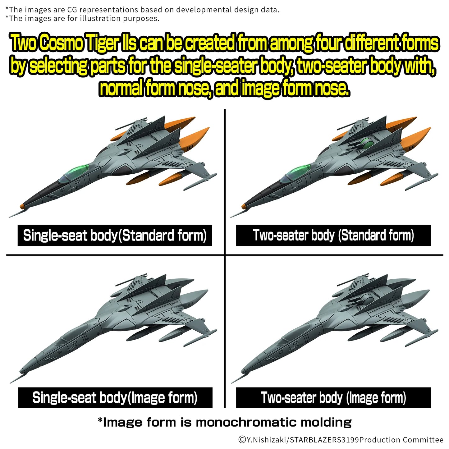 MECHA COLLECTION DX TYPE 1 SPACE FIGHTER ATTACK CRAFT COSMO TIGER II (DOUBLE SEATER/SINGLE SEATER) [2 machine set]