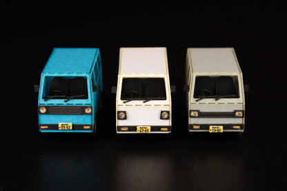 1/80 Scale Paper kit Town Corner Accessory Series kei van(white/blue/silver)