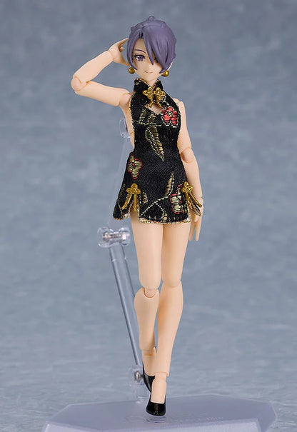 figma Female Body (Mika) with Mini Skirt Chinese Dress Outfit (Black)