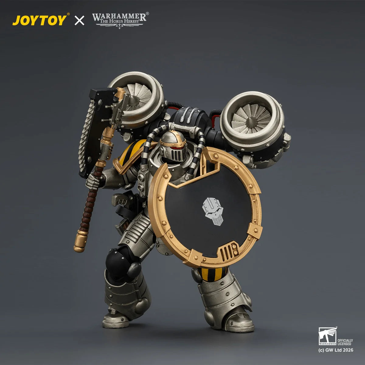 Iron Warriors MkII Assault Legionary1 with Bolt pistol, Chain axe & Combat shield