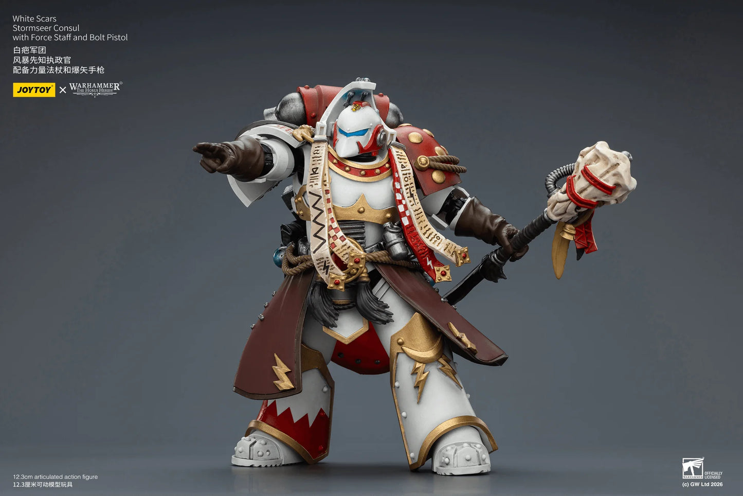 White Scars Stormseer Consul with Force Staff and Bolt Pistol