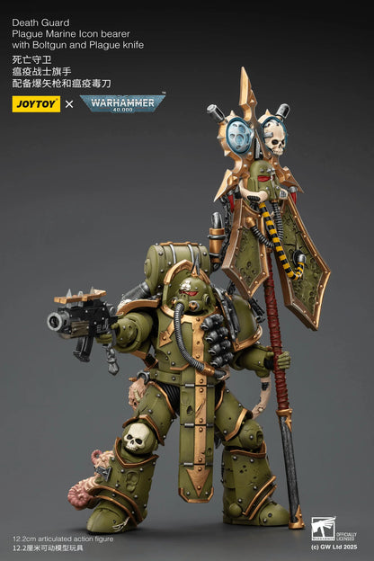 Death Guard Plague Marine Icon bearer with Boltgun and Plague knife