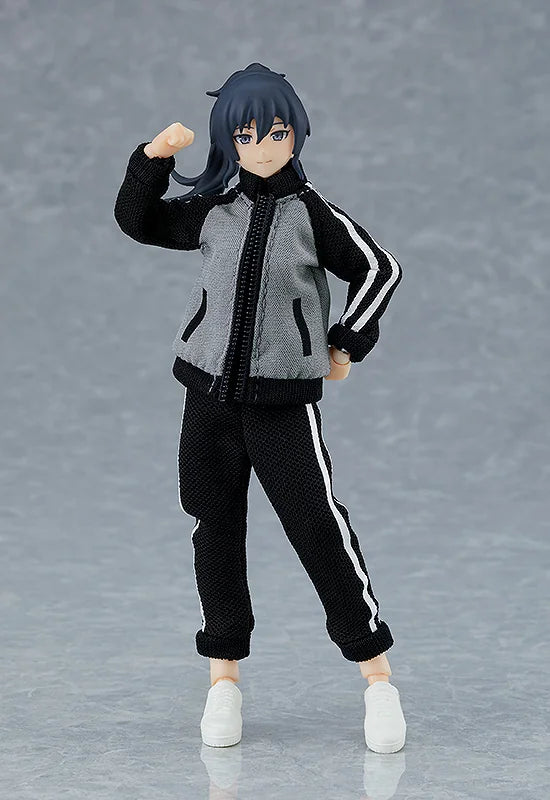 Max Factory figma Makoto Female Body Action Figure with Tracksuit and Skirt Outfit