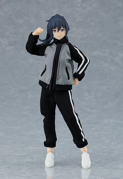 Max Factory figma Makoto Female Body Action Figure with Tracksuit and Skirt Outfit