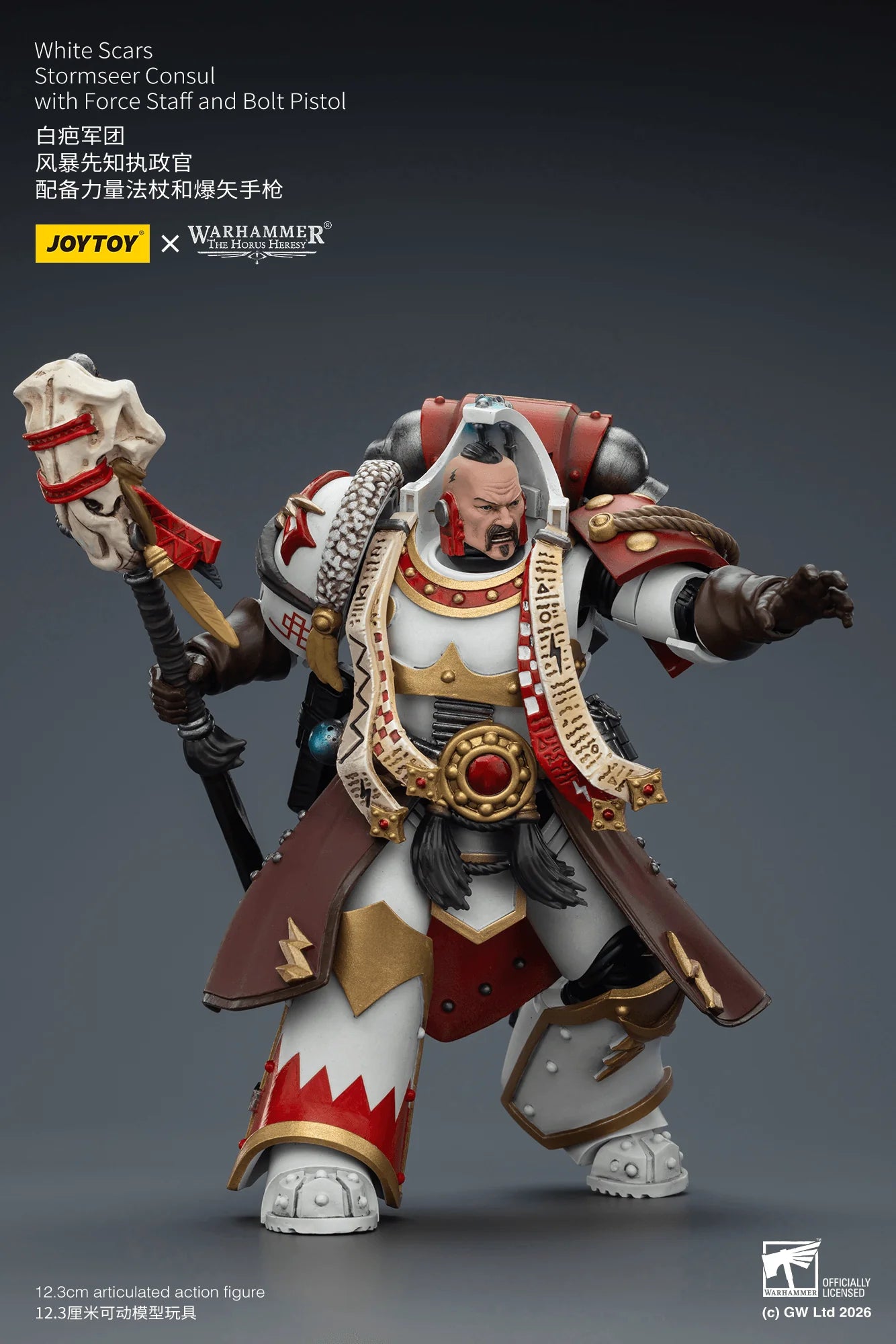 White Scars Stormseer Consul with Force Staff and Bolt Pistol