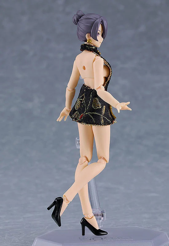 figma Female Body (Mika) with Mini Skirt Chinese Dress Outfit (Black)