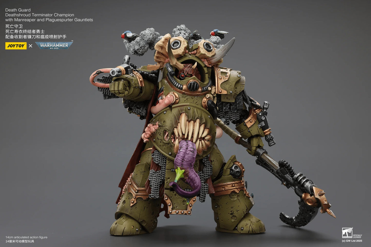 Death Guard Deathshroud Terminator Champion with Manreaper and Plaguespurter Gauntlets
