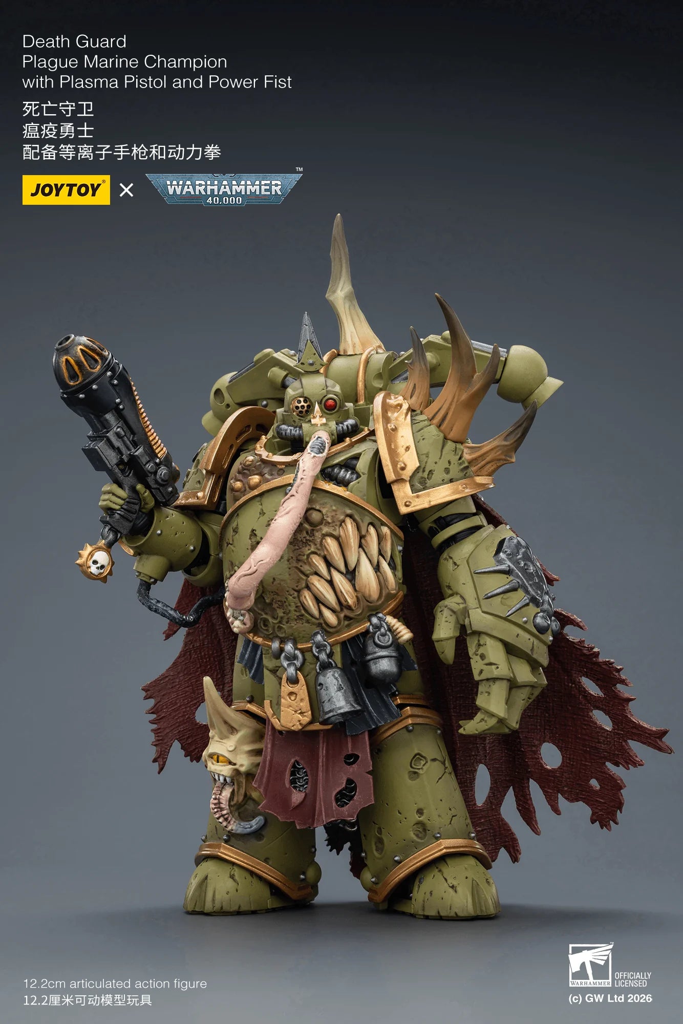 Death Guard Plague Marine Champion with Plasma Pistol and Power Fist