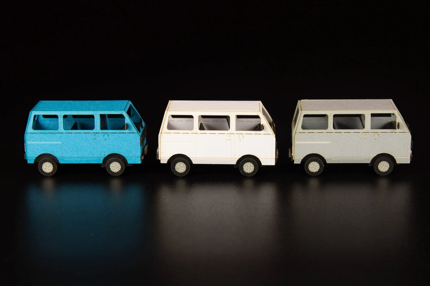 1/80 Scale Paper kit Town Corner Accessory Series kei van(white/blue/silver)