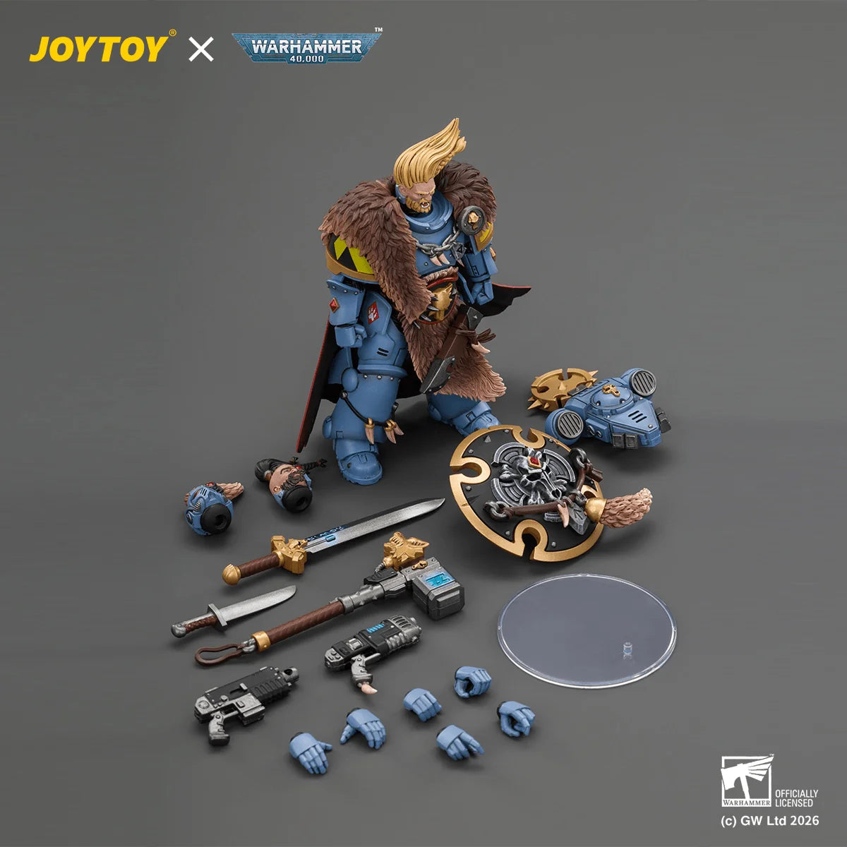Space Wolves Wolf Guard Battle Leader with Master-crafted Power Weapon, Storm Shield, Thunder Hammer,Master-crafted Heavy Bolt Pistol, and Plasma Pistol