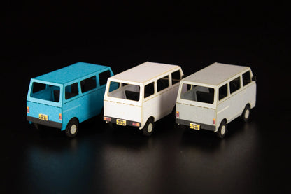 1/80 Scale Paper kit Town Corner Accessory Series kei van(white/blue/silver)