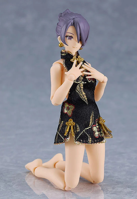 figma Female Body (Mika) with Mini Skirt Chinese Dress Outfit (Black)