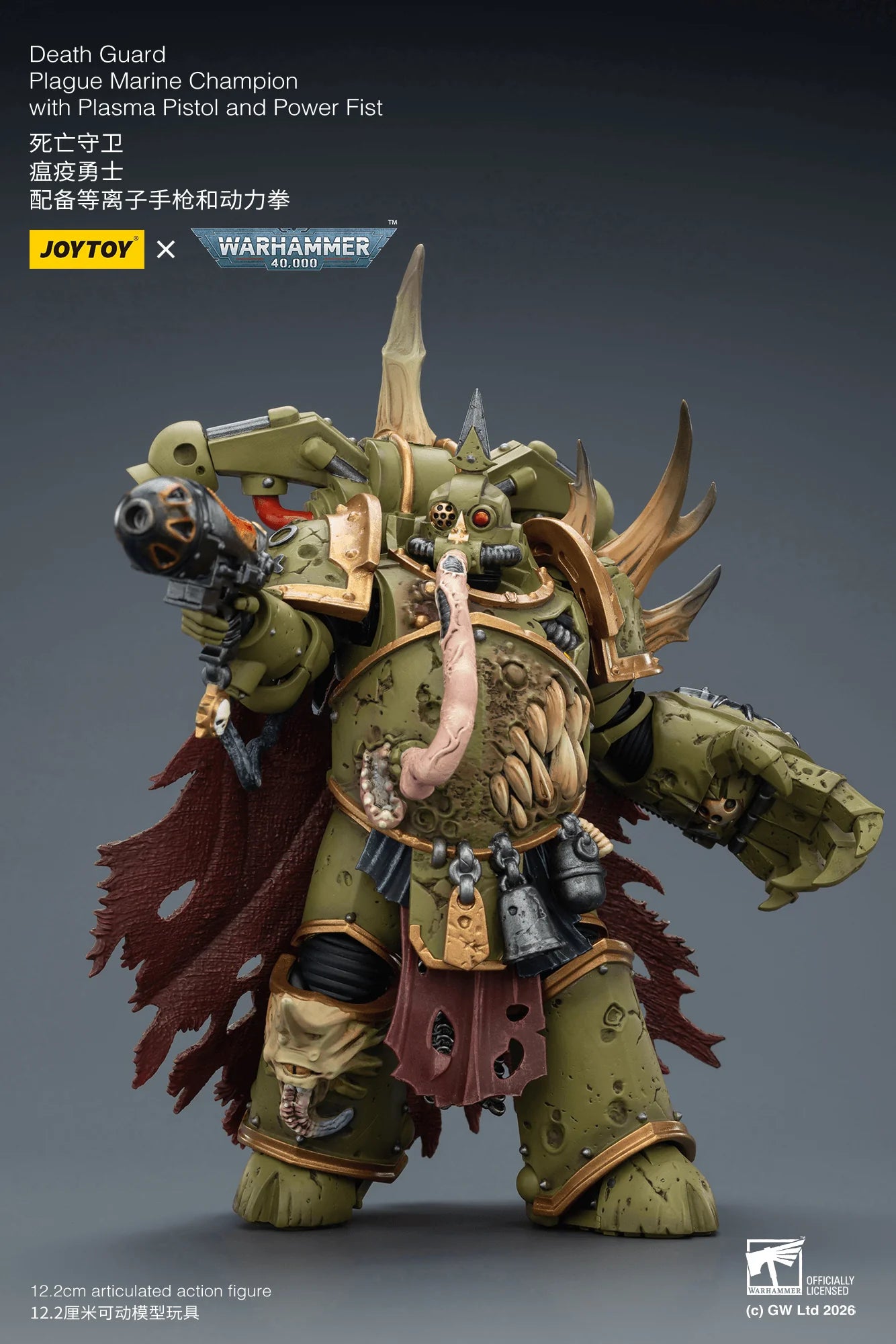 Death Guard Plague Marine Champion with Plasma Pistol and Power Fist