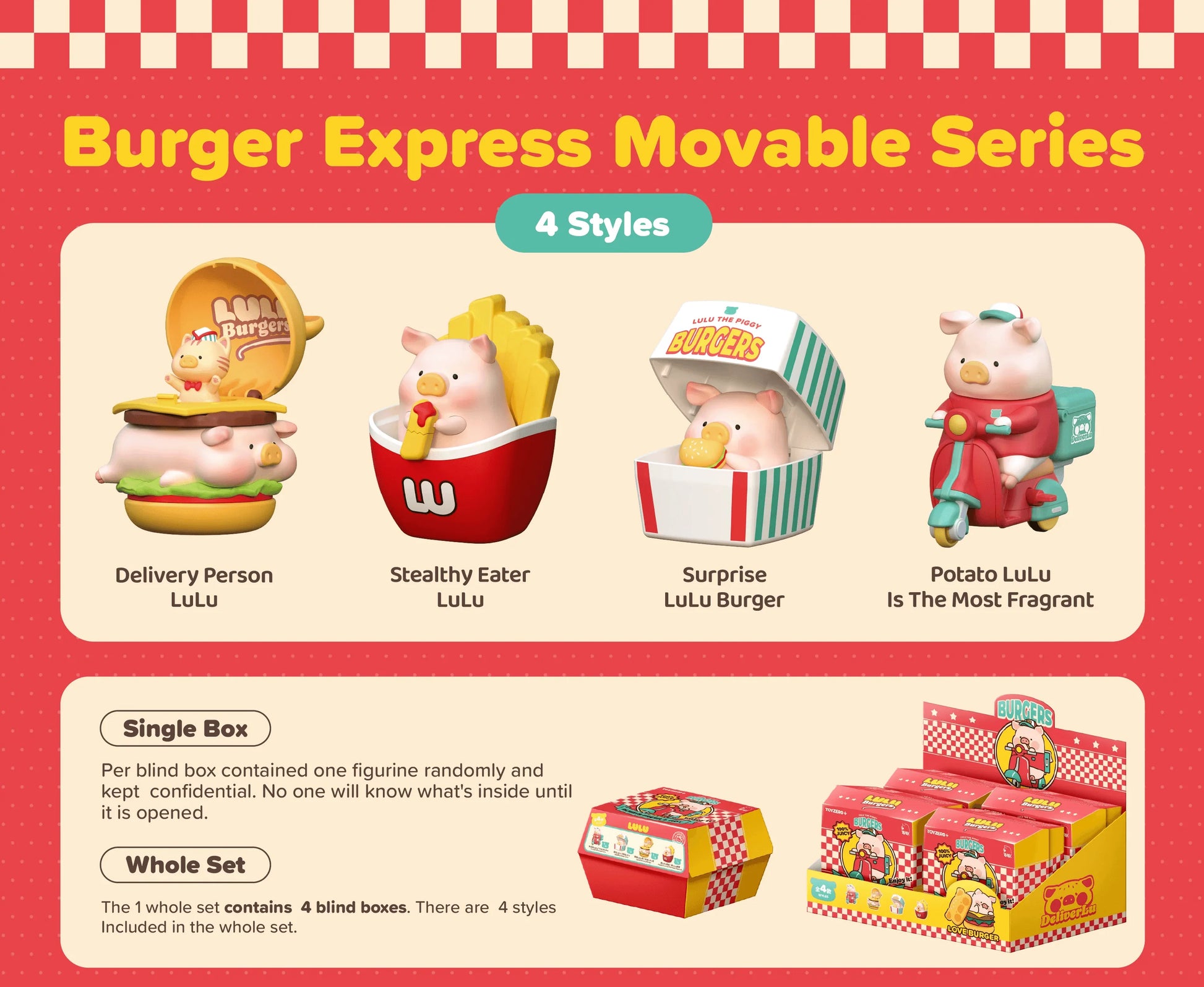 LuLu the Piggy -Burger Express Movable Series (Box of 4)