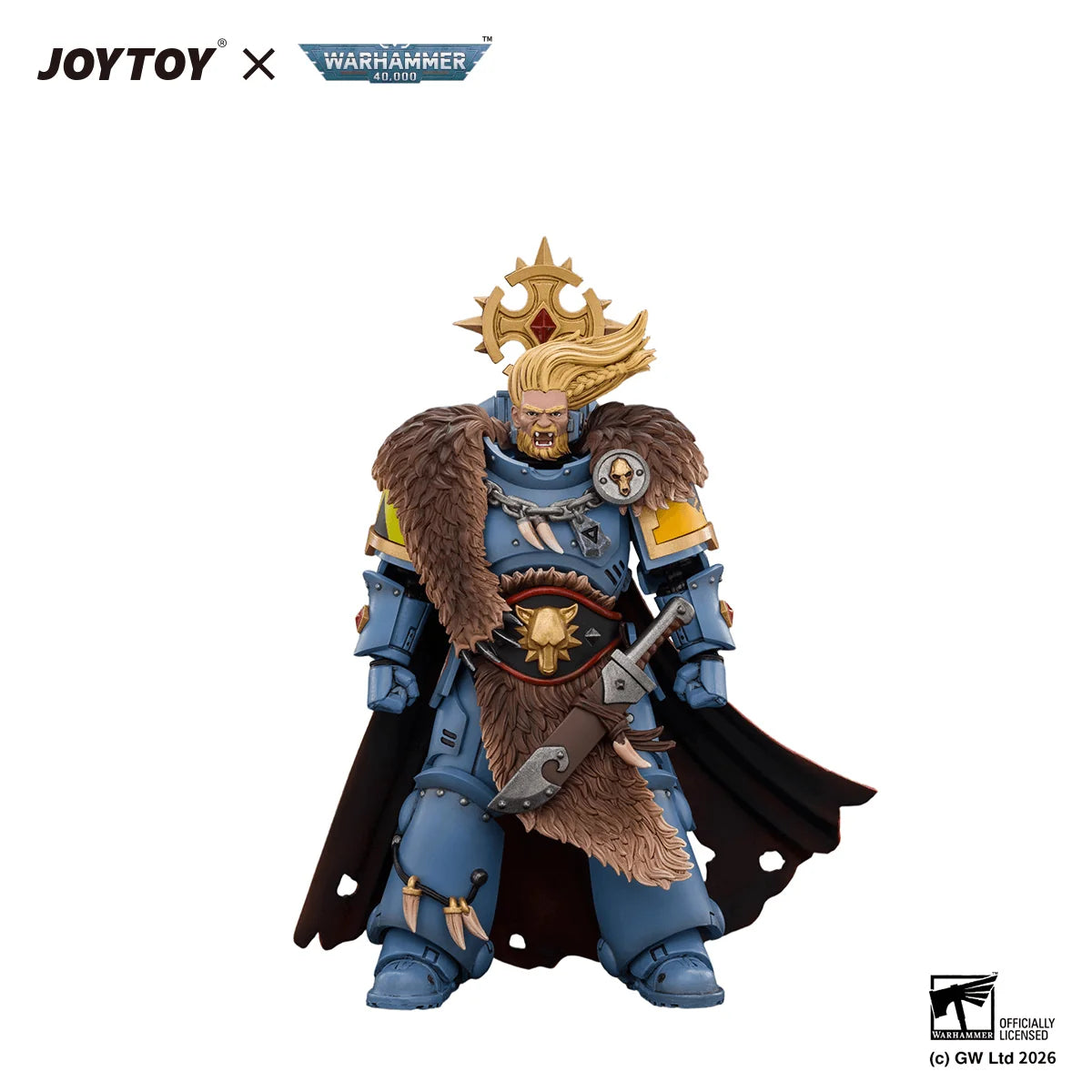 Space Wolves Wolf Guard Battle Leader with Master-crafted Power Weapon, Storm Shield, Thunder Hammer,Master-crafted Heavy Bolt Pistol, and Plasma Pistol