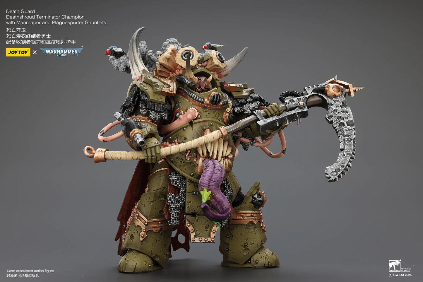 Death Guard Deathshroud Terminator Champion with Manreaper and Plaguespurter Gauntlets
