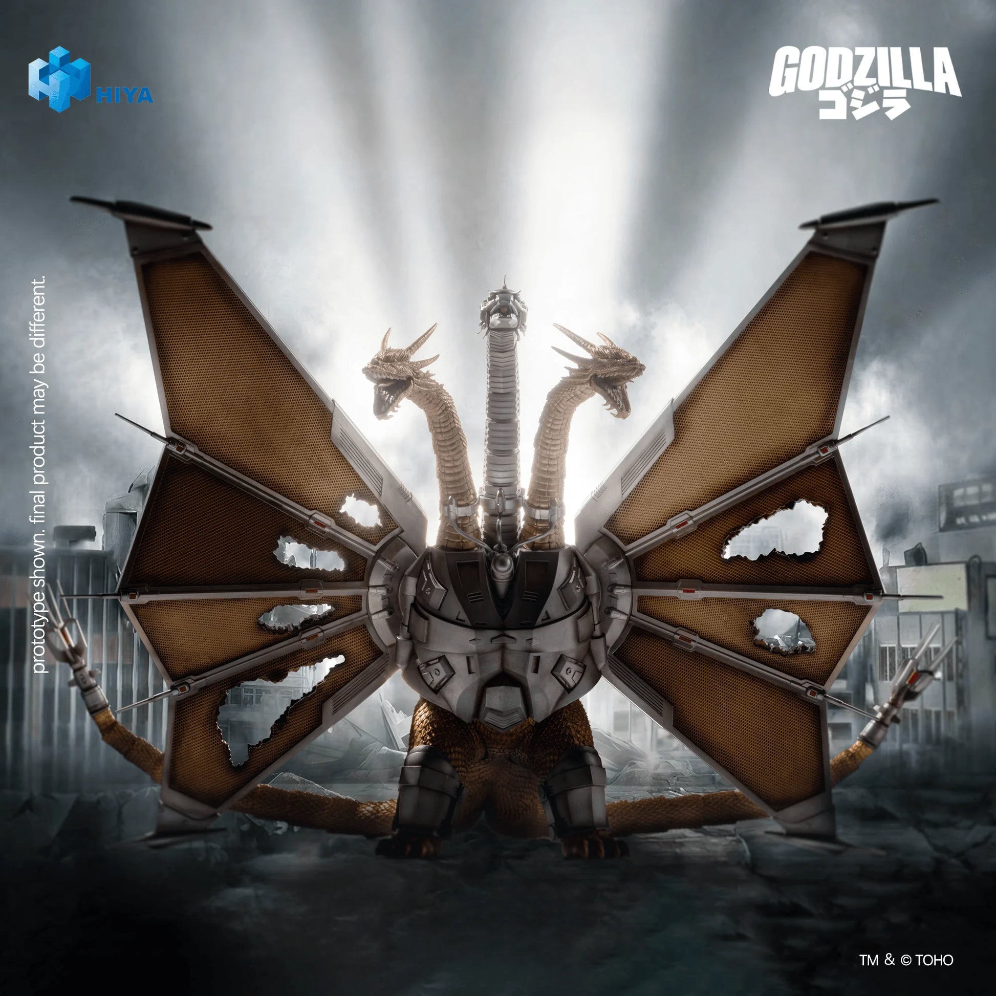 None Scale 13 Inch Godzilla vs. King Ghidorah Battle Damaged Mecha King Ghidorah Battle Damaged Action Figure