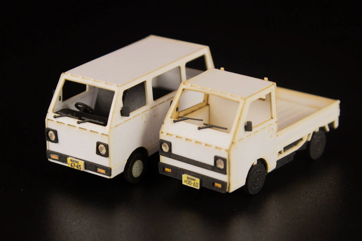 1/80 Scale Paper kit Town Corner Accessory Series kei van(white/blue/silver)